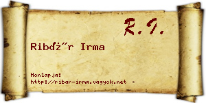 Ribár Irma névjegykártya